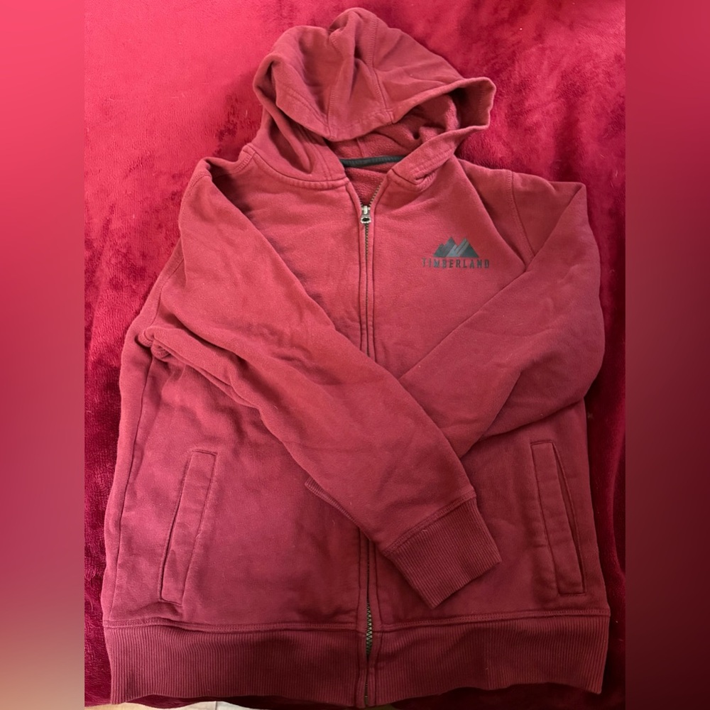 Timberland Kids Burgundy Zip-Up Hoodie size Large